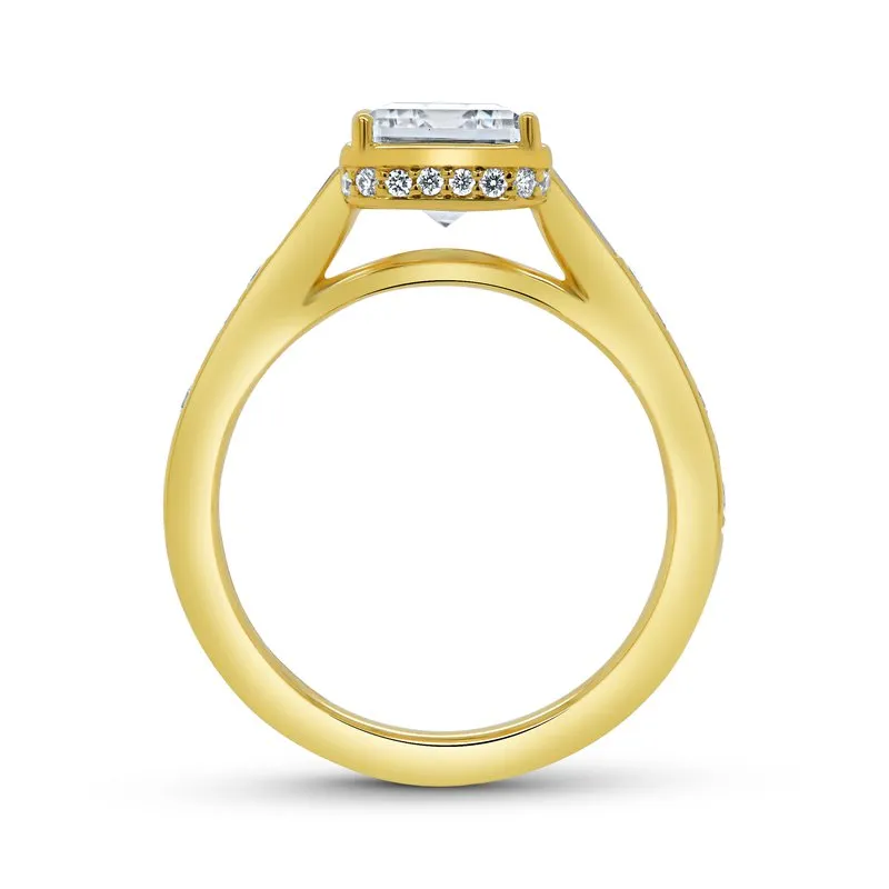 0.58ctw Emerald Cut Bezel Engagement Ring