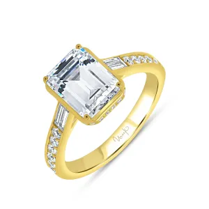 0.58ctw Emerald Cut Bezel Engagement Ring