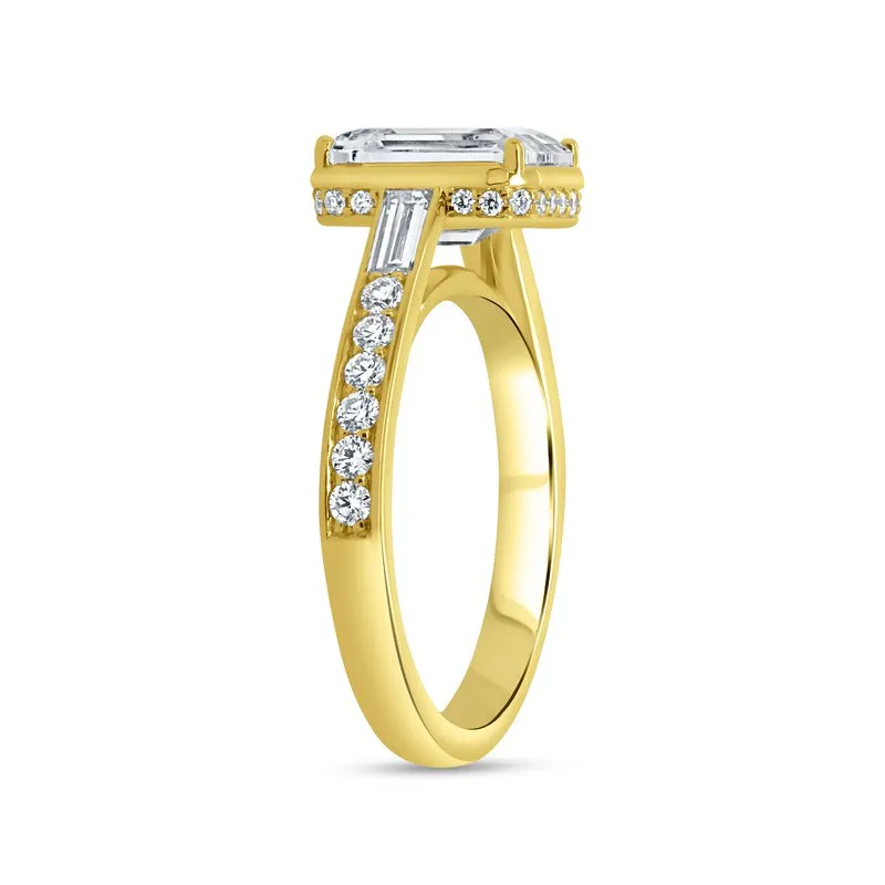 0.58ctw Emerald Cut Bezel Engagement Ring