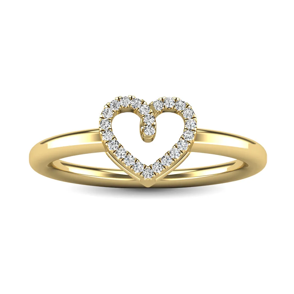 10K Yellow Gold 1/20 Ctw Diamond Heart Ring
