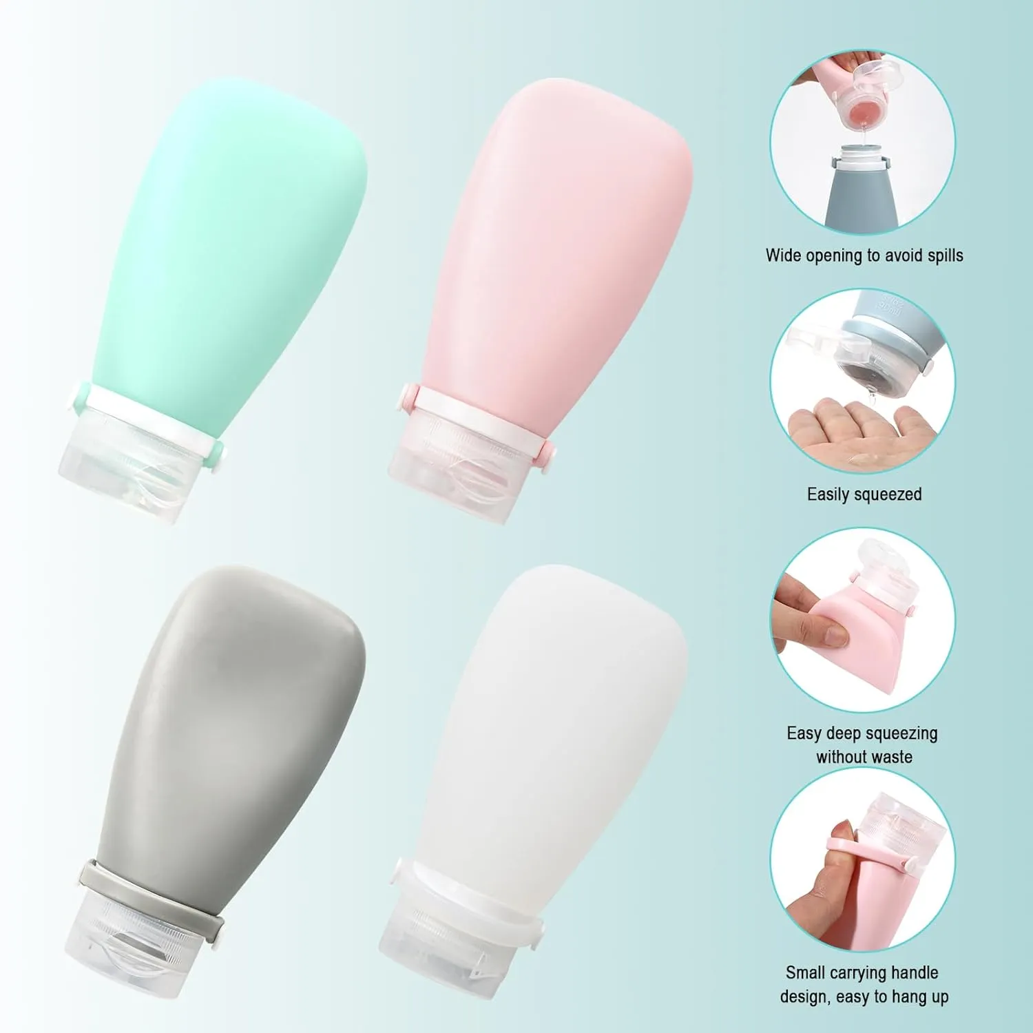 18 Pcs Travel Bottles Set for Toiletries TSA Approved, Leak Proof Travel Bottles, Travel Toiletry Bag Set Comes with 3 oz travel bottles, Funnel, Toothbrush Cover
