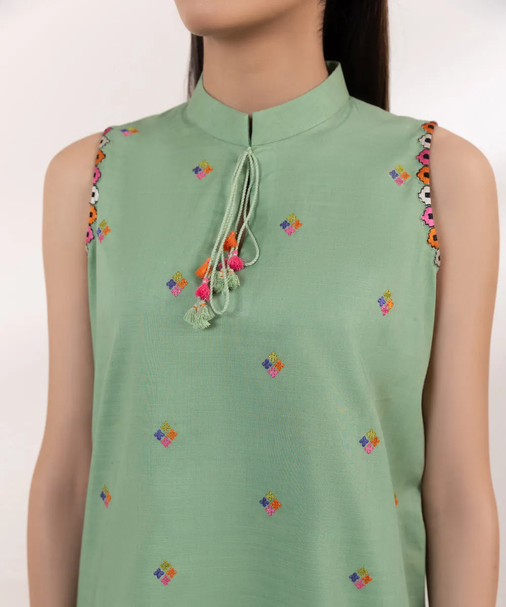 2 Piece - Embroidered Cambric Suit