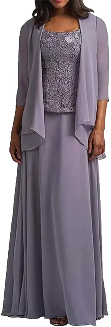 2 Pieces Mother of The Bride Dresses with Jacket Long Formal Evening Gowns for Women Mother of The Groom Dress