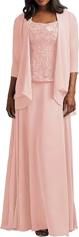 2 Pieces Mother of The Bride Dresses with Jacket Long Formal Evening Gowns for Women Mother of The Groom Dress