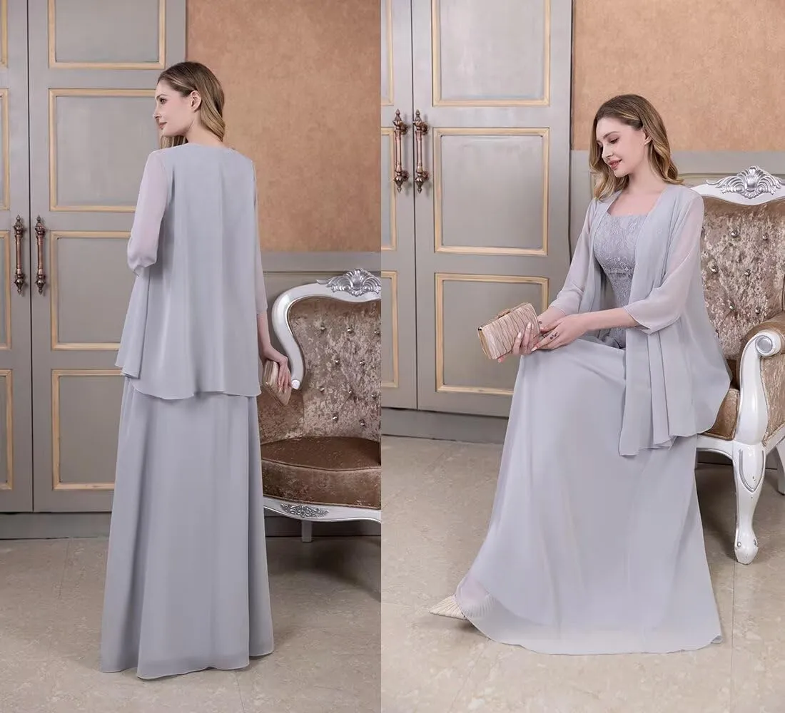 2 Pieces Mother of The Bride Dresses with Jacket Long Formal Evening Gowns for Women Mother of The Groom Dress