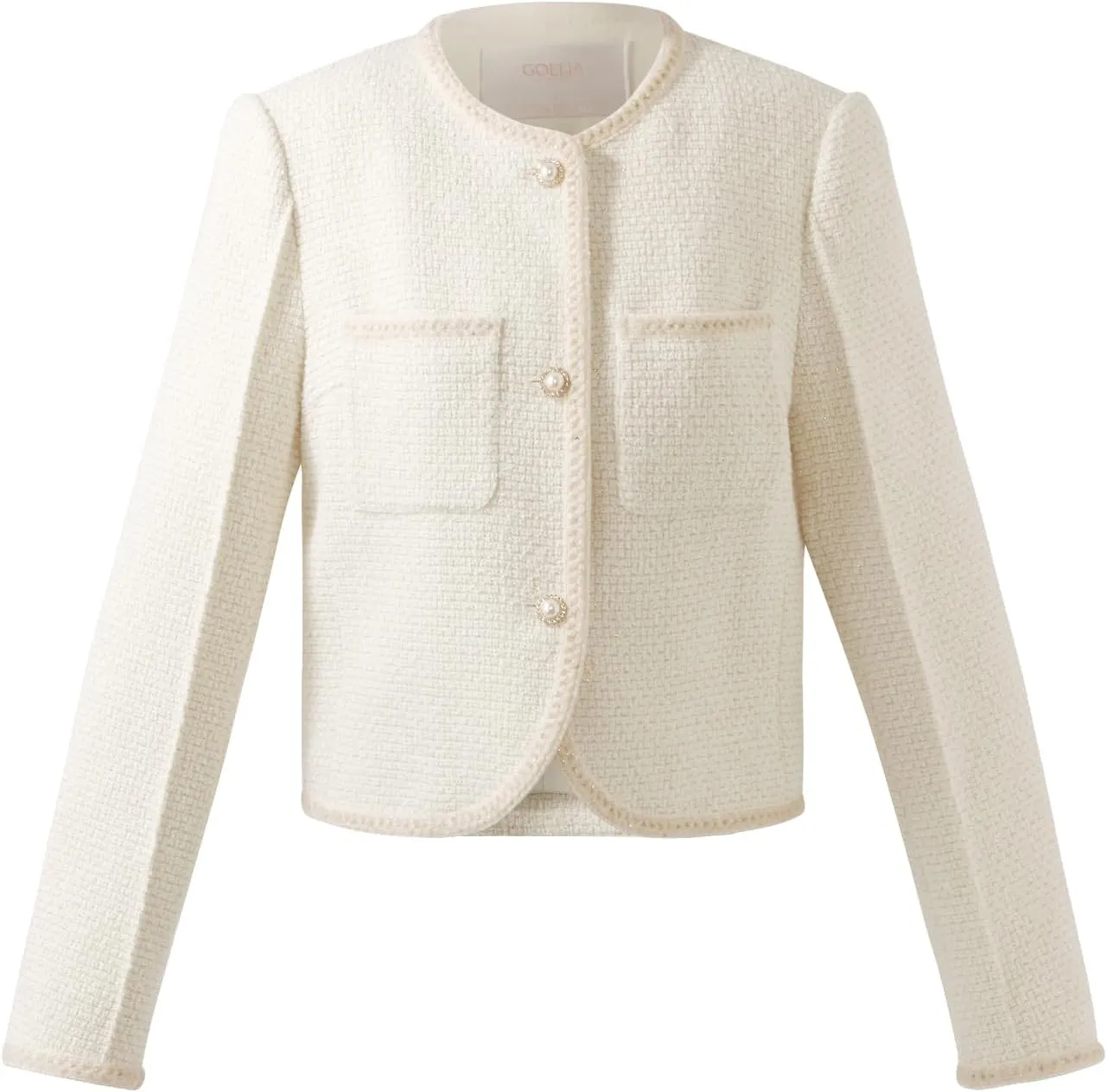 2025 Classic Tweed Blazers for Women Long Sleeve Cropped Casual Work Suit Jacket Work Blazer