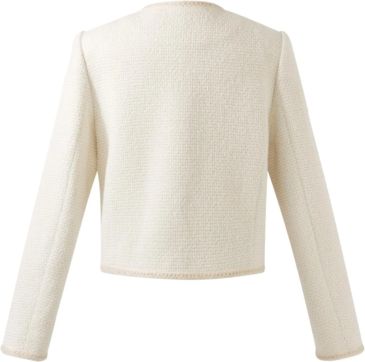 2025 Classic Tweed Blazers for Women Long Sleeve Cropped Casual Work Suit Jacket Work Blazer