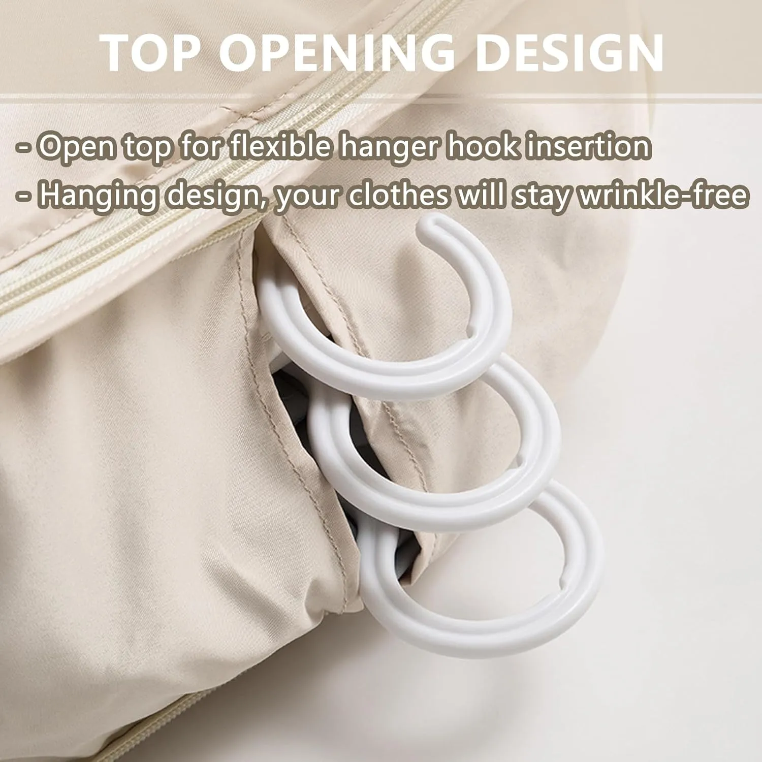 2025 New Space Saving Hanging Garment Bag, with Self Compression Zipper, Dust Cover Clothes Storage Bags for Down Coat, Space Saver Clothes Bags, Suitable for Long-Term Storage Organizers (Beige, L)