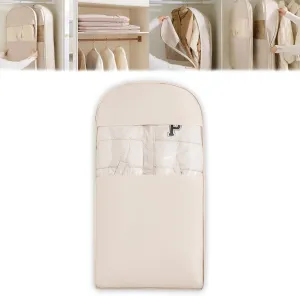 2025 New Space Saving Hanging Garment Bag, with Self Compression Zipper, Dust Cover Clothes Storage Bags for Down Coat, Space Saver Clothes Bags, Suitable for Long-Term Storage Organizers (Beige, L)