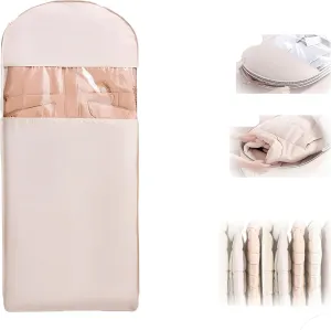 2025 Space Saving Hanging Garment Bag With Self, Space Saving Hanging Garment Bag With Self Compression Zipper, Dust Cover Clothes Bags For Down Coat (Light pink,M)