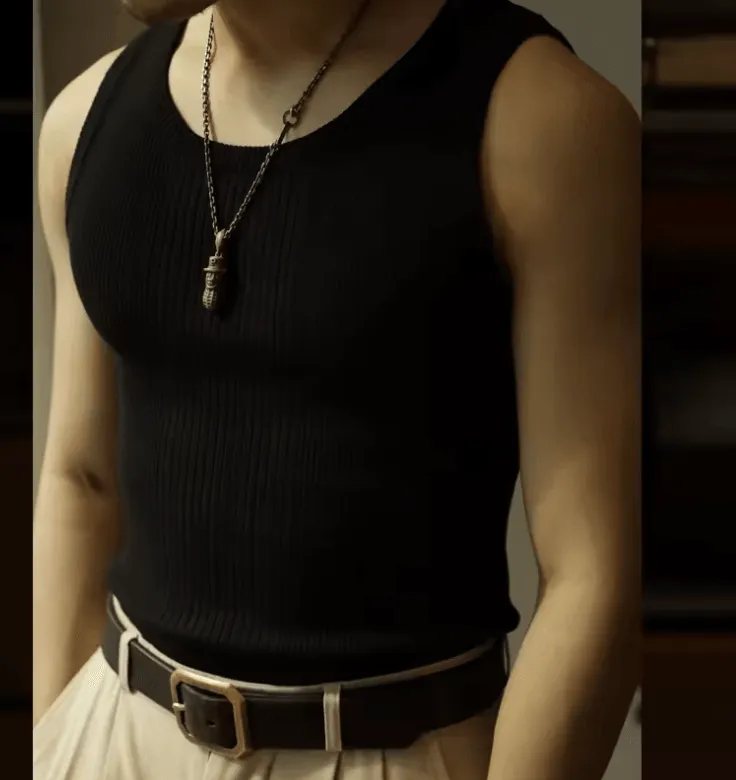 2025 Style Men’s Pit Stripe Knitted Spliced Tank Tops - Casual Streetwear