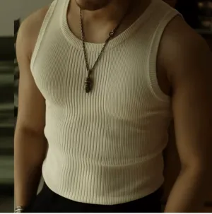 2025 Style Men’s Pit Stripe Knitted Spliced Tank Tops - Casual Streetwear