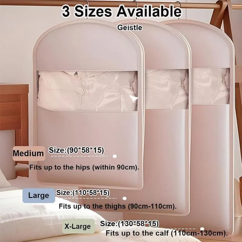 2025 Upgrade Space Saving Hanging Garment Bag With Self Compression Zipper, Space Saving Hanging Garment Bag with Self Compression Zipper, Hanging Protector for Coats (Beige, S)