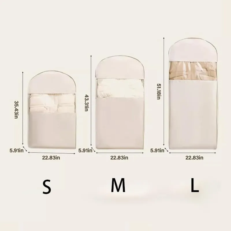 2025 Upgrade Space Saving Hanging Garment Bag With Self Compression Zipper, Space Saving Hanging Garment Bag with Self Compression Zipper, Hanging Protector for Coats (Beige, S)