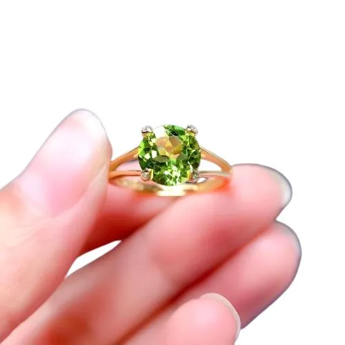 2ct Solitaire Cut Peridot Gold Filled 925 Sterling Silver Ring