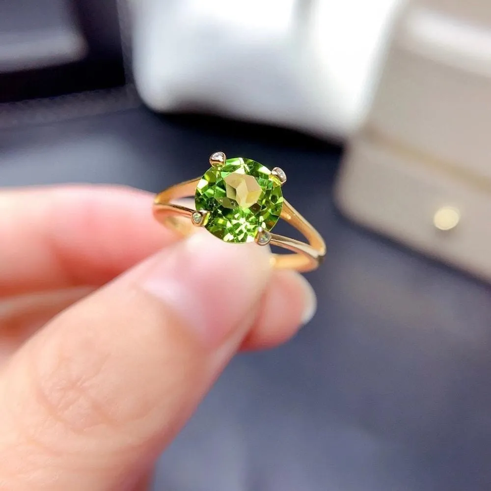 2ct Solitaire Cut Peridot Gold Filled 925 Sterling Silver Ring