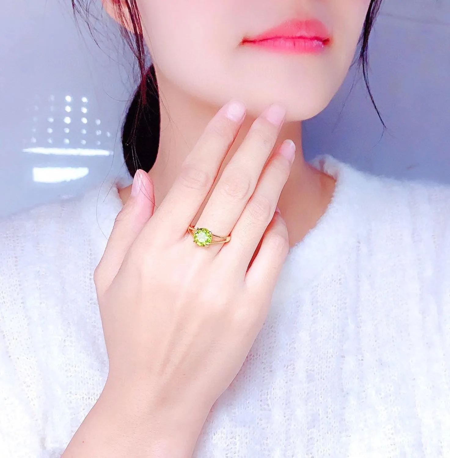 2ct Solitaire Cut Peridot Gold Filled 925 Sterling Silver Ring
