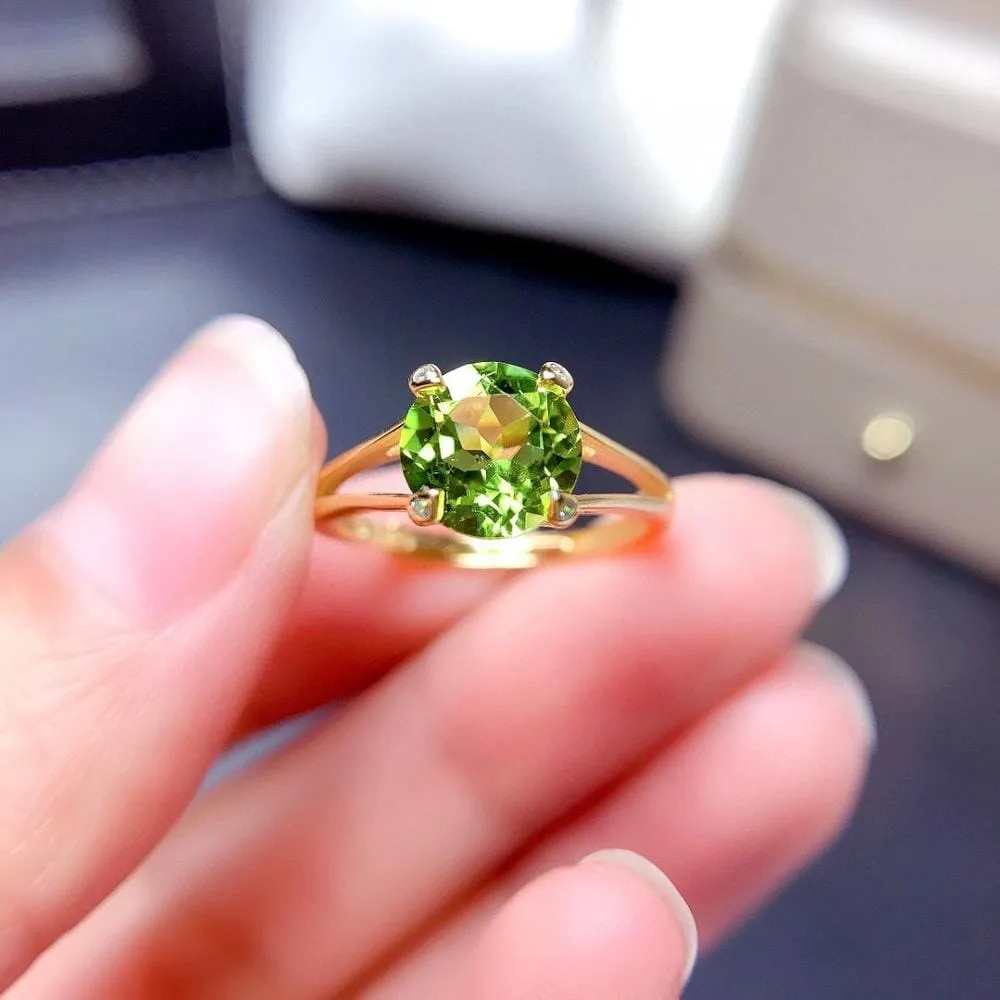 2ct Solitaire Cut Peridot Gold Filled 925 Sterling Silver Ring