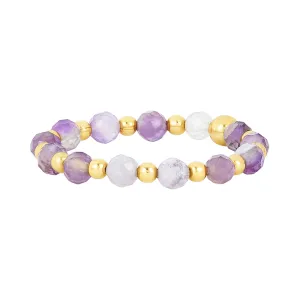 2MM Signature Ring with Mixed Amethyst Gold Pattern