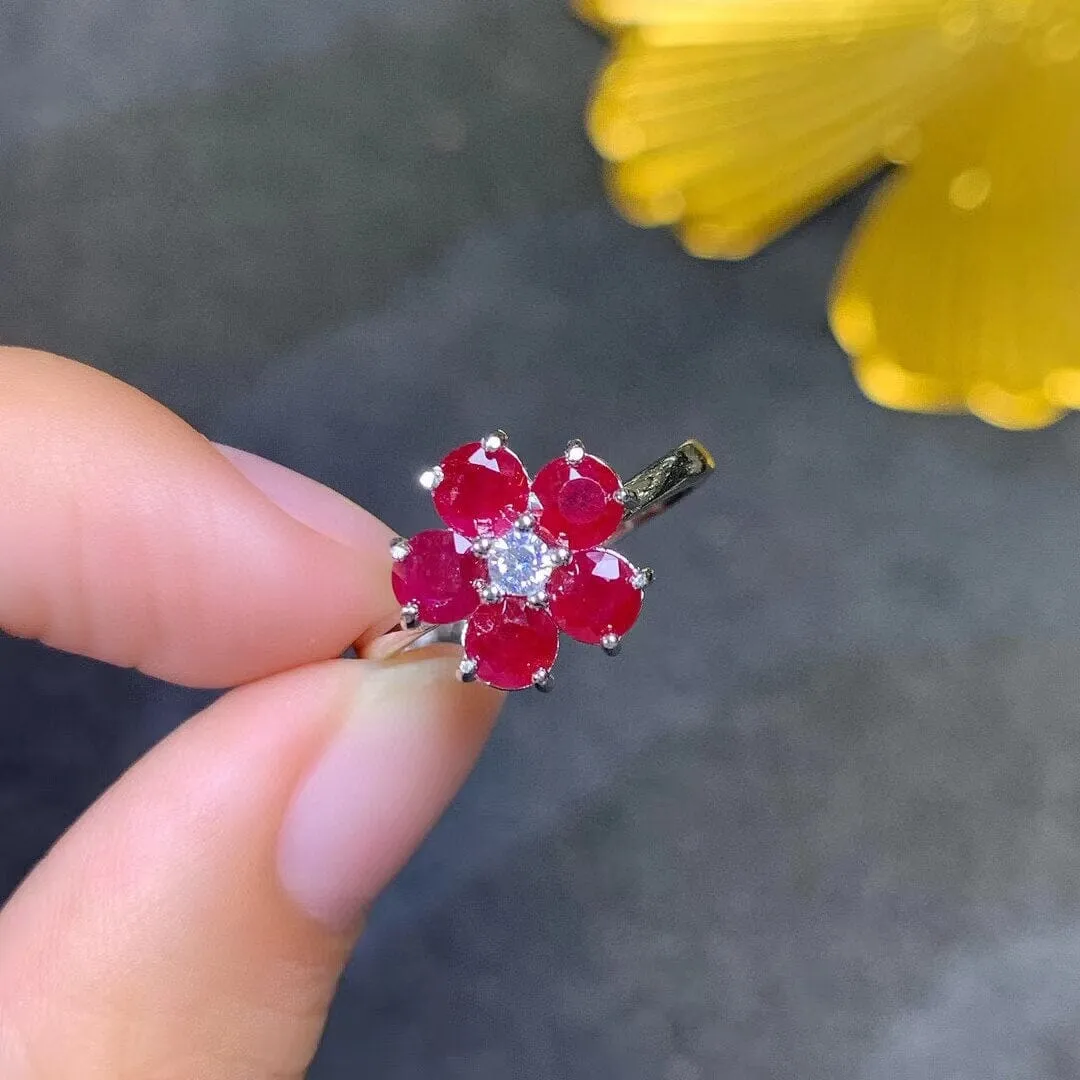 4mm 1ct Natural Ruby Clover Ring