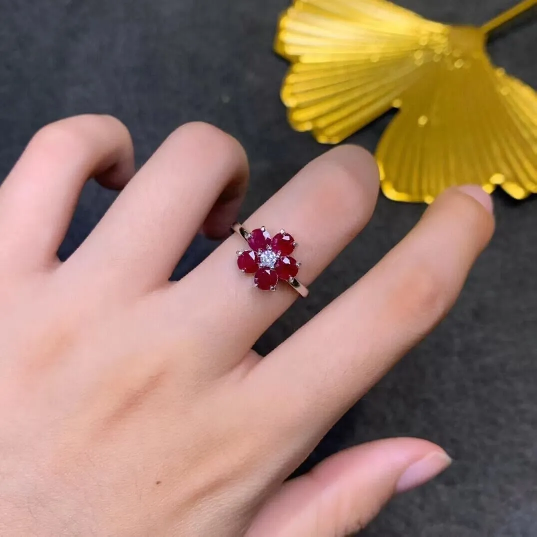 4mm 1ct Natural Ruby Clover Ring