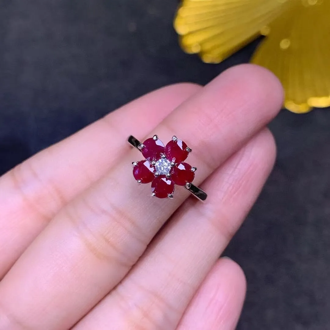 4mm 1ct Natural Ruby Clover Ring