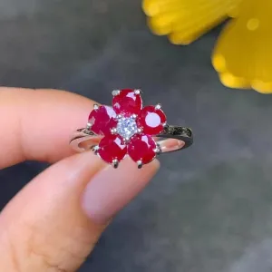 4mm 1ct Natural Ruby Clover Ring