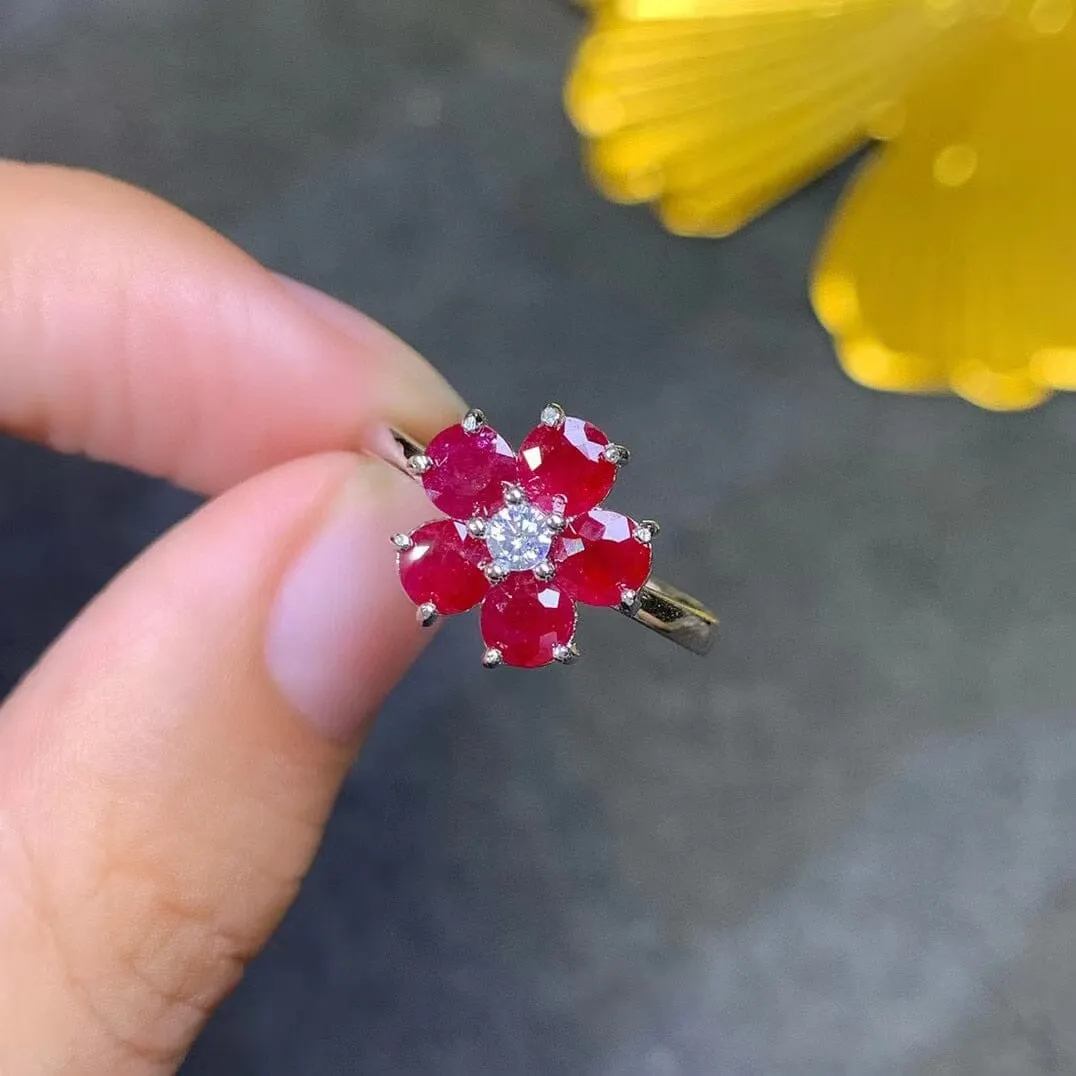 4mm 1ct Natural Ruby Clover Ring