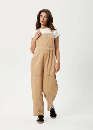 AFENDS Womens Sleepy Hollow Louis - Twill Baggy Overalls - Tan