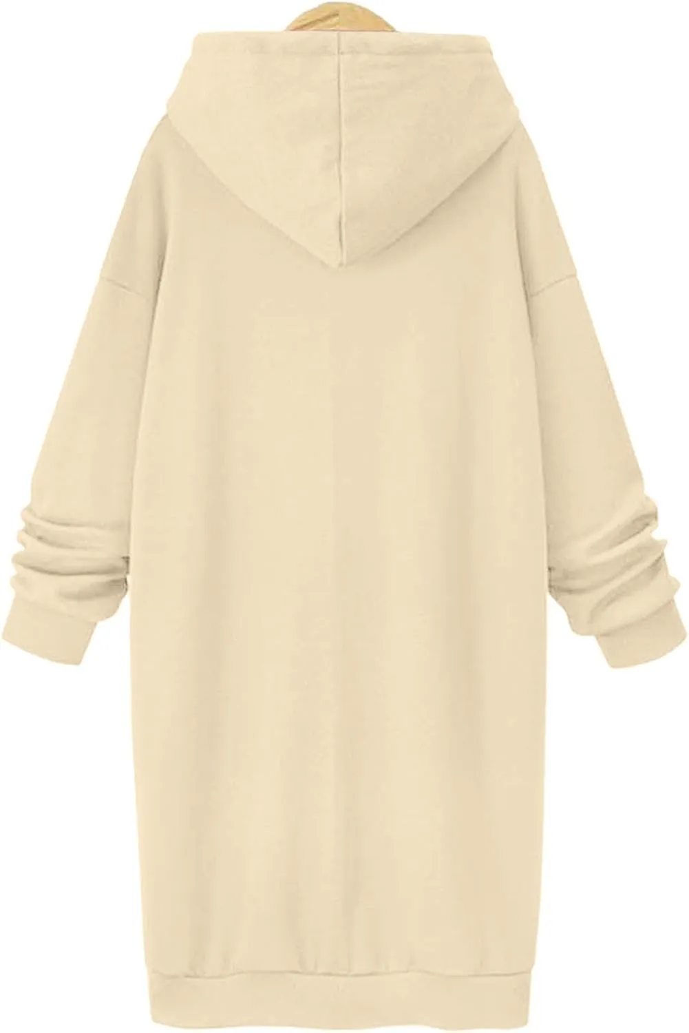 Akklian Women's Hoodie Sweatshirt Dress Knee Length Long Pullover Tops Split Hem Drawstring Hoodies Fall Winter Plush Sweater