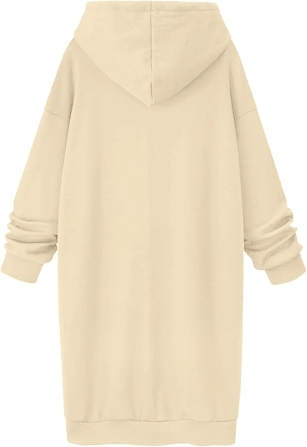 Akklian Women's Hoodie Sweatshirt Dress Knee Length Long Pullover Tops Split Hem Drawstring Hoodies Fall Winter Plush Sweater