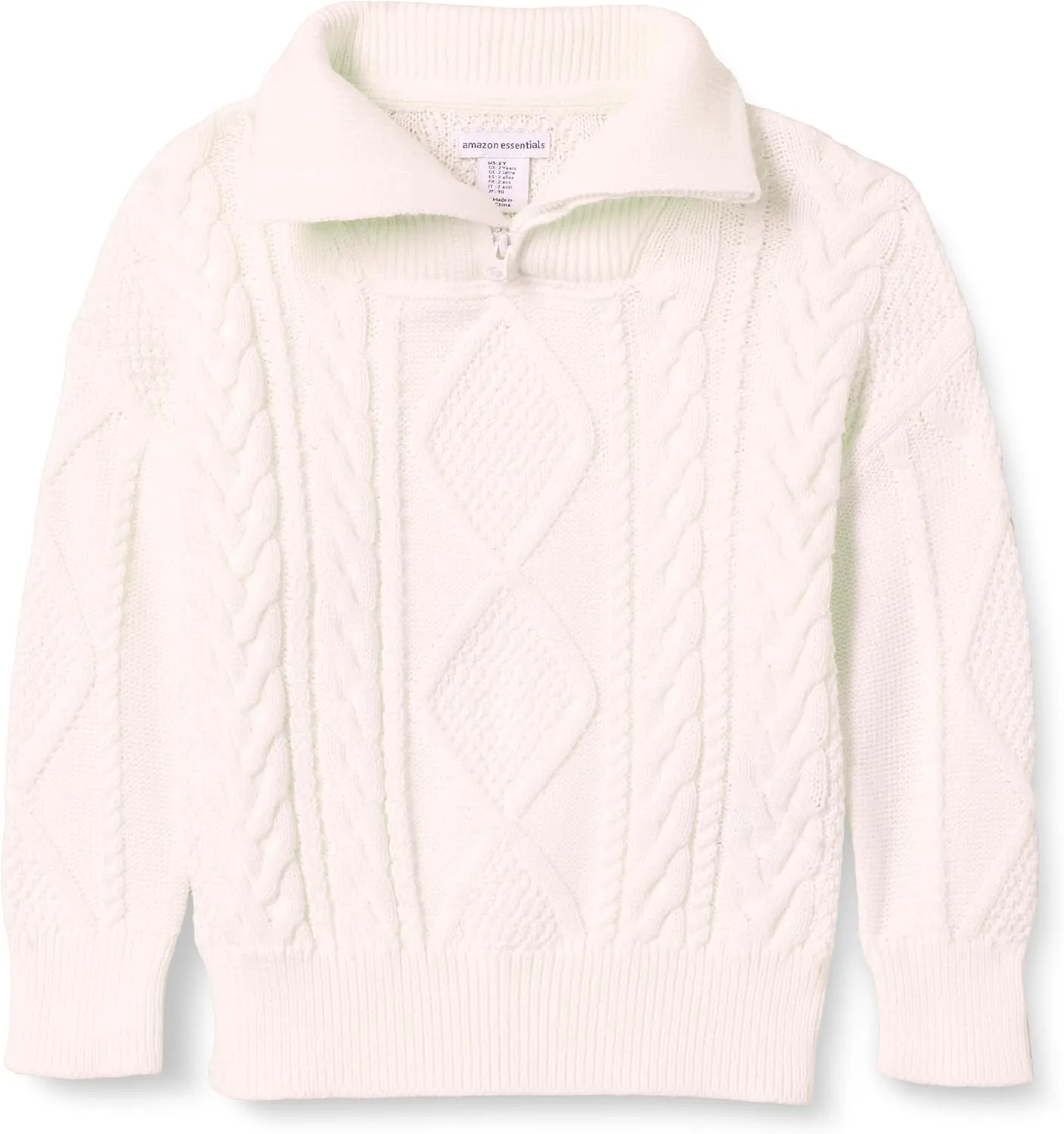Amazon Essentials Boys and Toddlers' Quarter-Zip Cable-Knit Relaxed-Fit Sweater