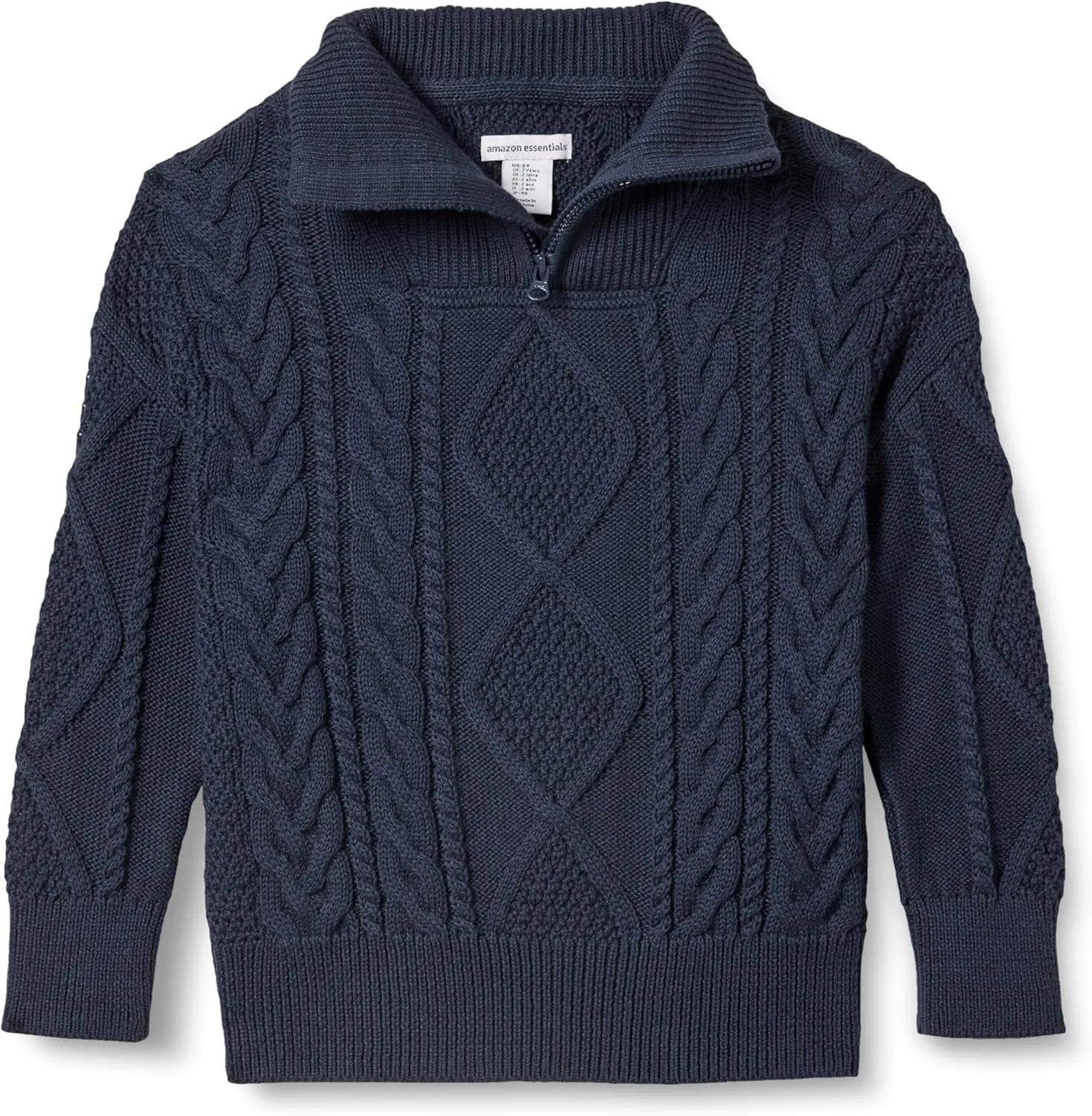 Amazon Essentials Boys and Toddlers' Quarter-Zip Cable-Knit Relaxed-Fit Sweater