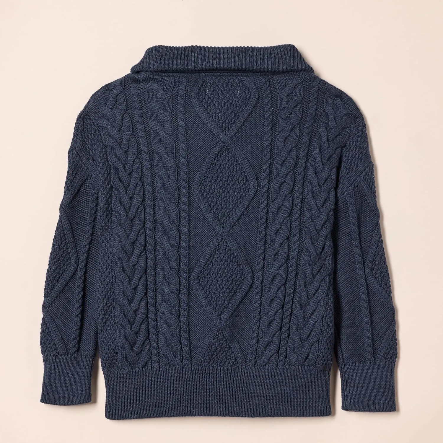 Amazon Essentials Boys and Toddlers' Quarter-Zip Cable-Knit Relaxed-Fit Sweater