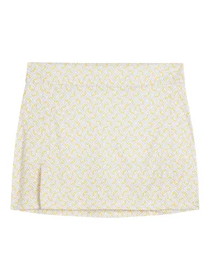 Amelie Print Skirt / White JL Monogram check