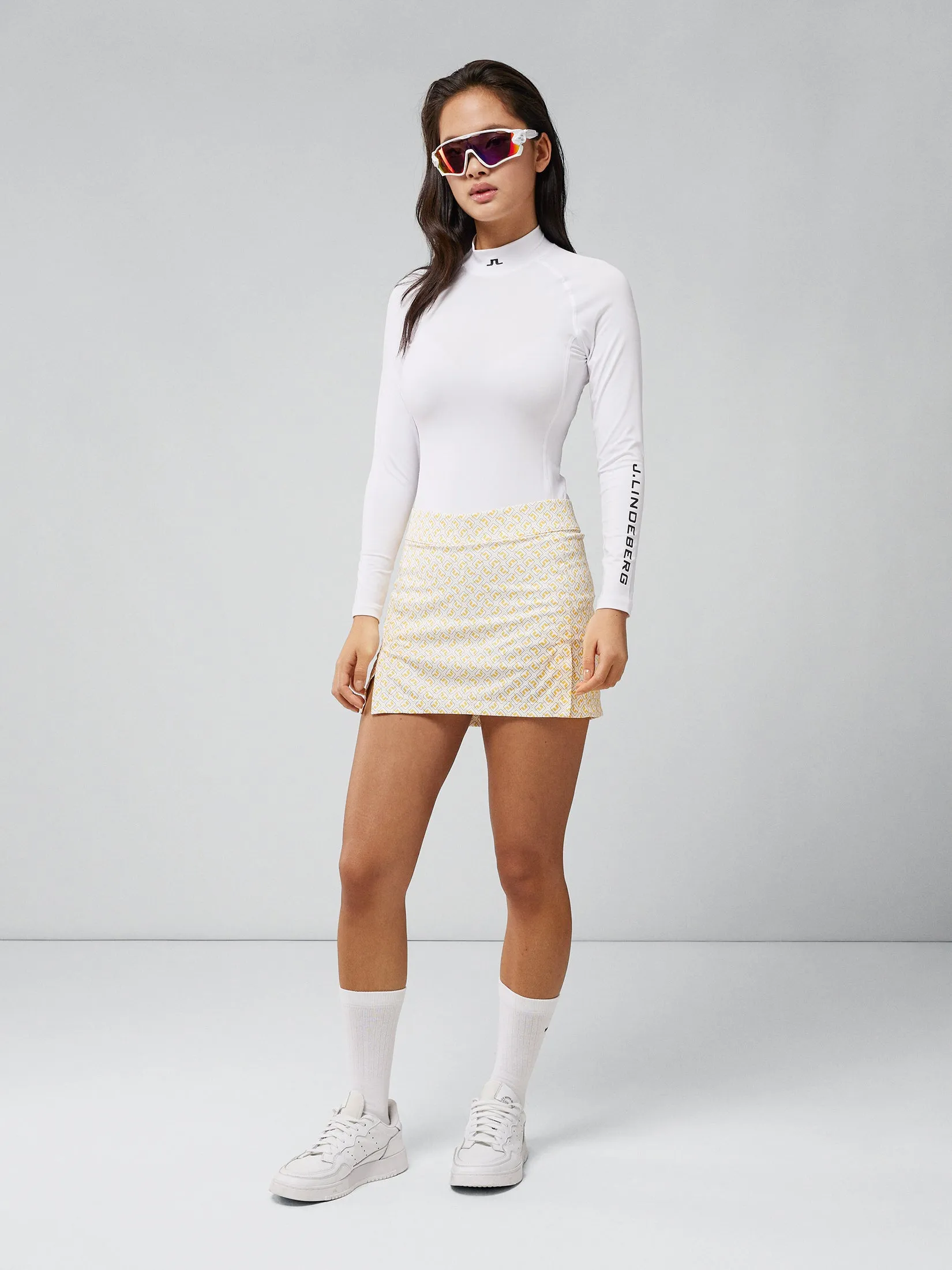 Amelie Print Skirt / White JL Monogram check