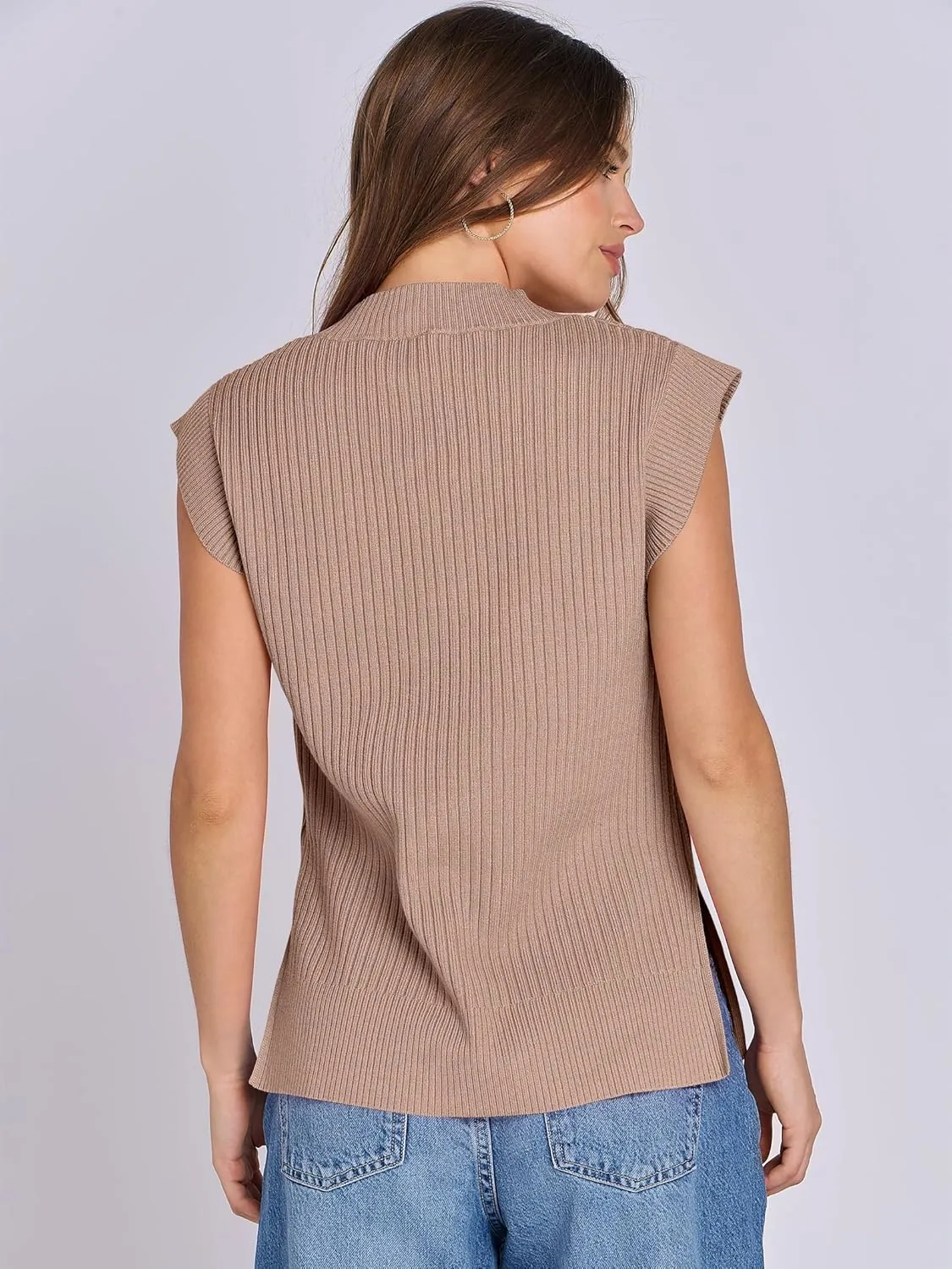 ANRABESS Womens V Neck Sweater Vest Oversized Sleeveless Tops Casual Ribbed Knit Loose 2025 Summer Tank Top Outfits Clothes