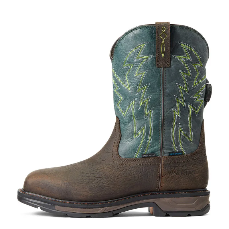 Ariat Men's WorkHog XT BOA WP Carbon Toe Work Boot - Bruin Brown/Dark Forest 10038924