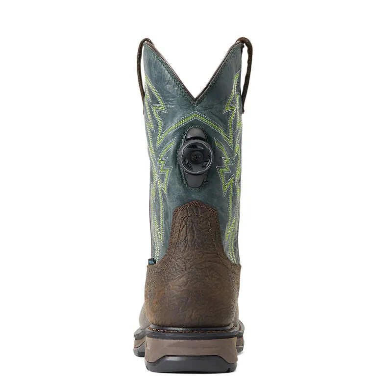 Ariat Men's WorkHog XT BOA WP Carbon Toe Work Boot - Bruin Brown/Dark Forest 10038924