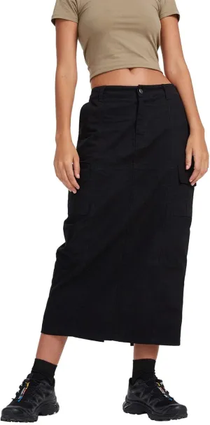 ASHER FASHION Women's Y2K Skirts Cargo Midi Skirt Elegant Long Denim Skirts with Cargo Pockets Bodycon Skirt