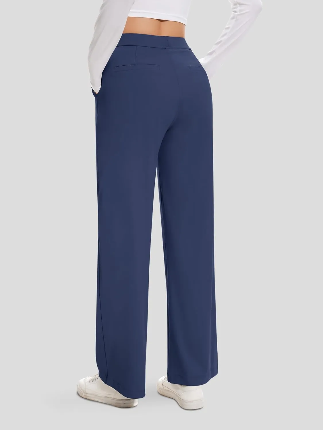 AVAMO Womens Dress Pants Wide Leg Pull On Stretchy Work Pants Women High Waisted Business Casual Trousers with Pockets