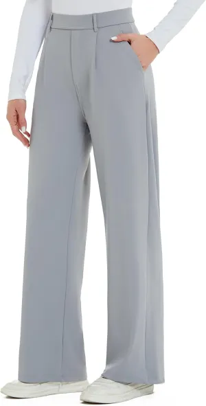 AVAMO Womens Dress Pants Wide Leg Pull On Stretchy Work Pants Women High Waisted Business Casual Trousers with Pockets