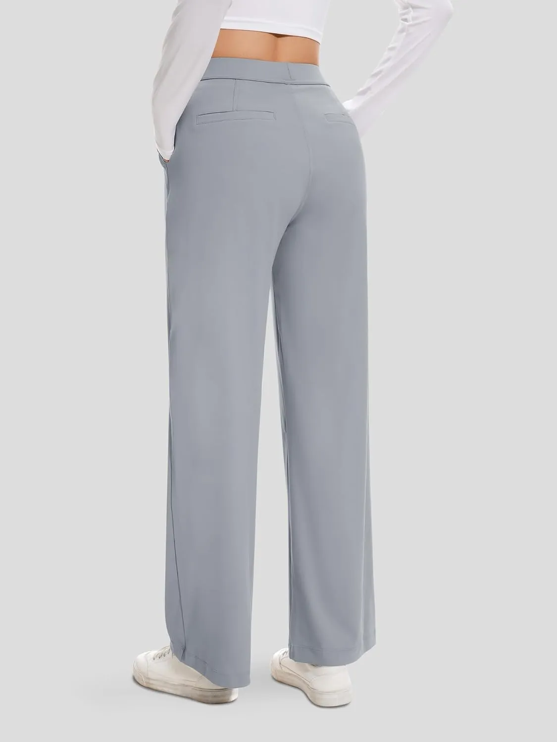 AVAMO Womens Dress Pants Wide Leg Pull On Stretchy Work Pants Women High Waisted Business Casual Trousers with Pockets