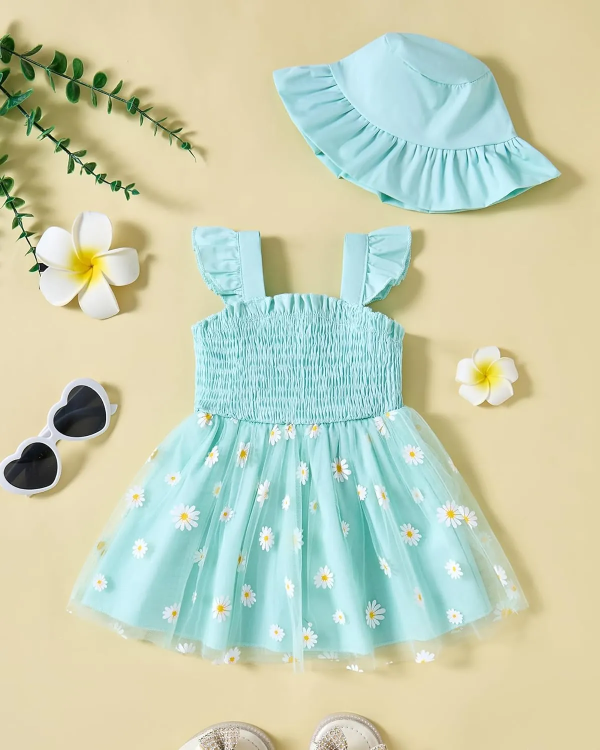 Baby Girl Clothes Toddler Girls Tulle Dress Infant Ruffle Halter Smocked Dresses Casual Sundress Summer Girls Outfit