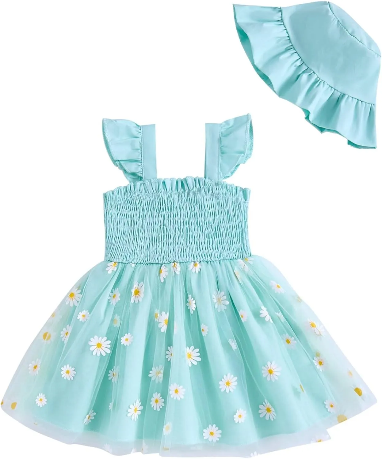 Baby Girl Clothes Toddler Girls Tulle Dress Infant Ruffle Halter Smocked Dresses Casual Sundress Summer Girls Outfit