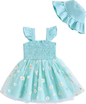 Baby Girl Clothes Toddler Girls Tulle Dress Infant Ruffle Halter Smocked Dresses Casual Sundress Summer Girls Outfit