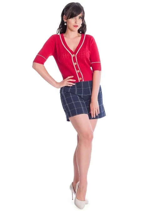 Banned Retro Nautical Red Boat Club Kitty Cardigan