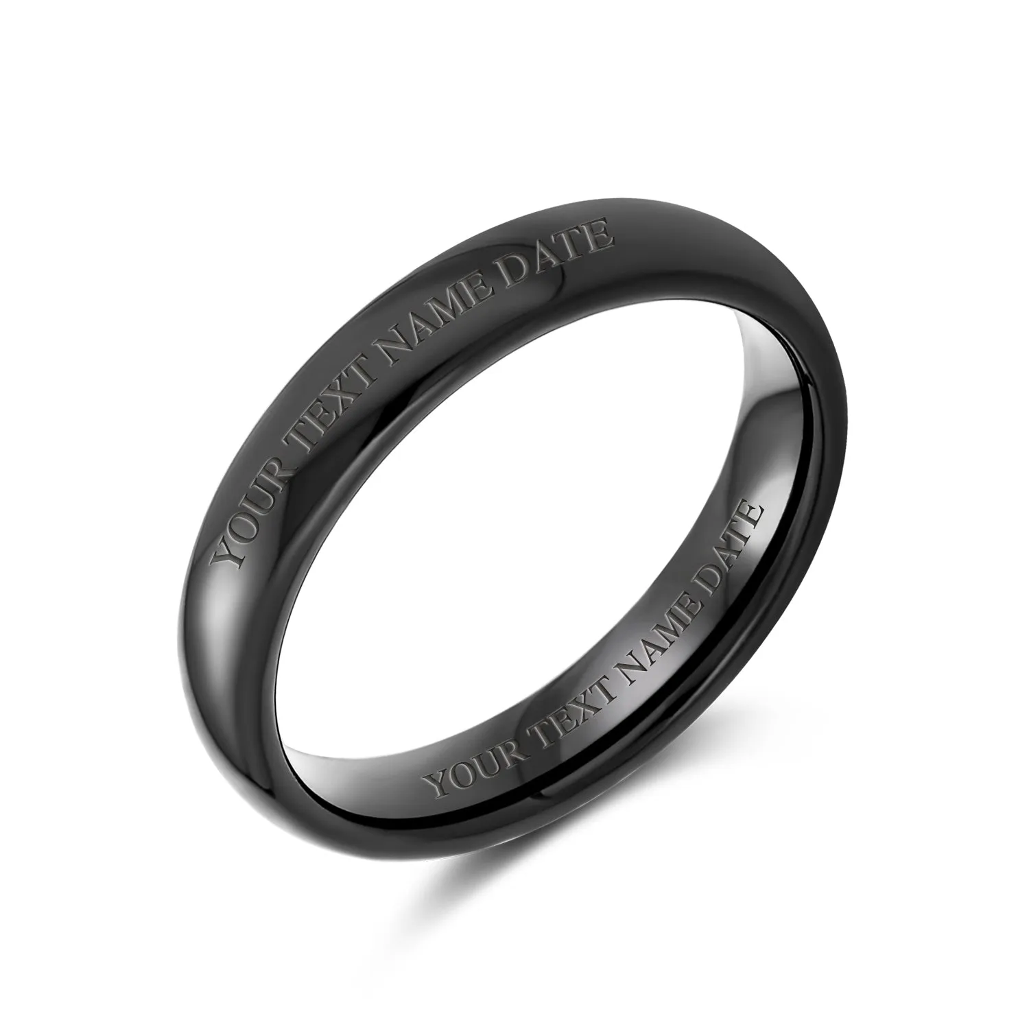 Basic Dome Tungsten Wedding Band Black Rose Gold Titanium Comfort Fit Ring for Men