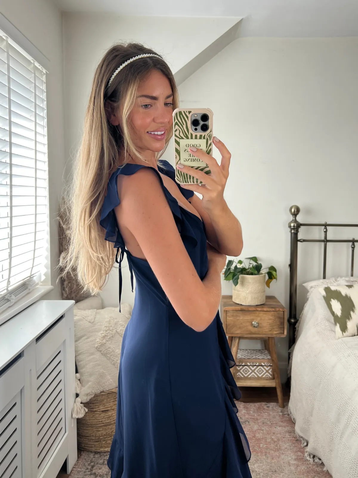 Bella Ruffle Detail Maxi Dress / Navy