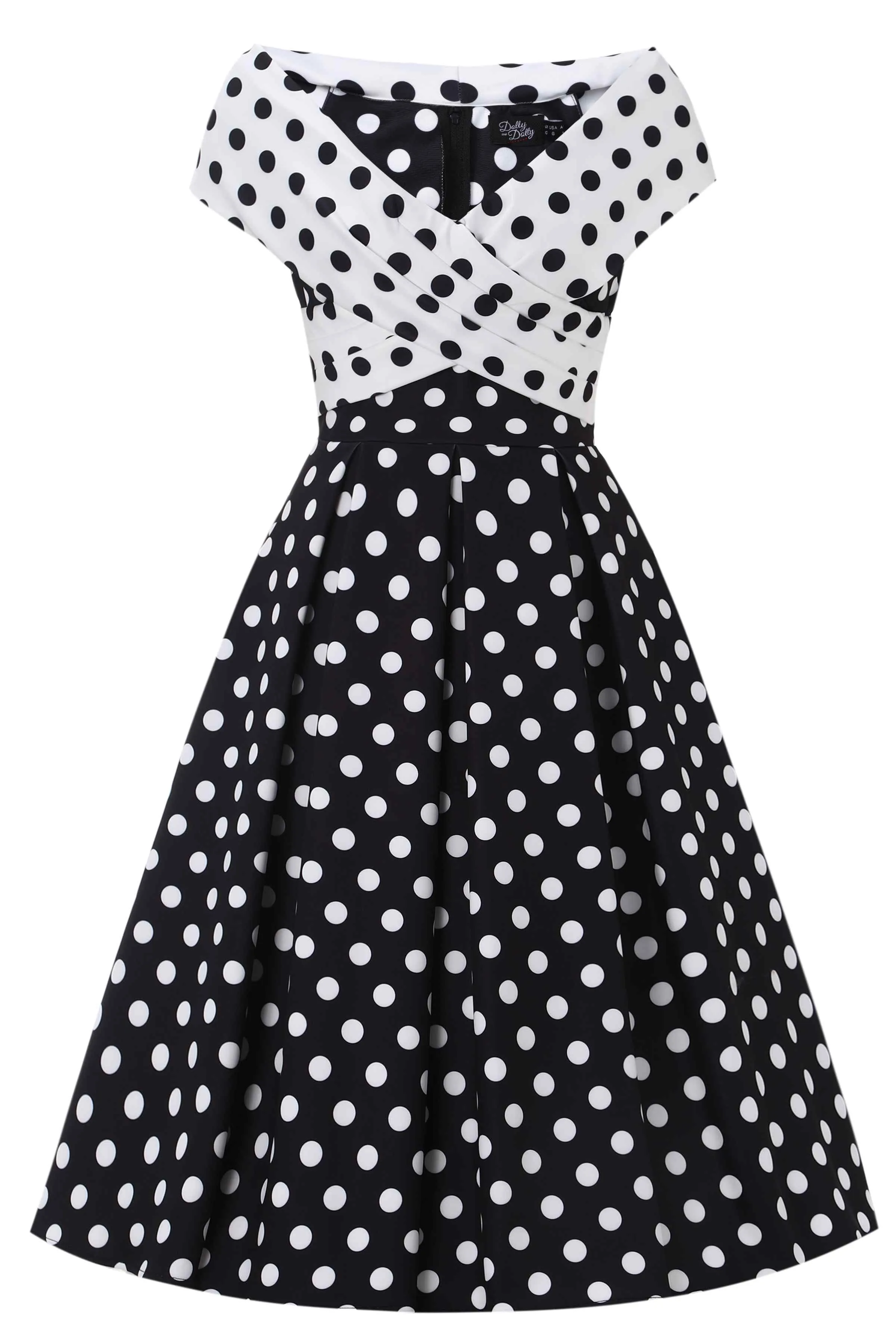Beverly Monochrome Polka Dot Off Shoulder Dress